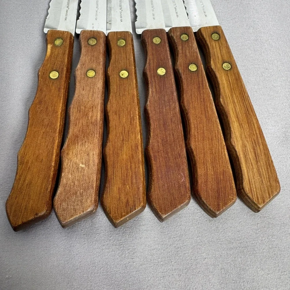Vintage Imperial Veri-Veri-Sharp Steak Knives Set of 6 MCM 1978 Stainless USA